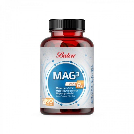 Mag 3 Magnezyum Sitrat & Bisglisinat & Malat 679 mg *60 kapsül-