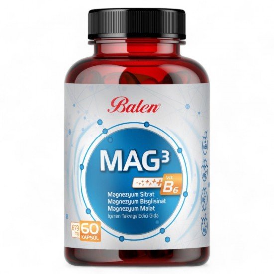 Balen Mag 3 Magnezyum Sitrat & Bisglisinat & Malat 679 mg *60 kapsül-8690957005047